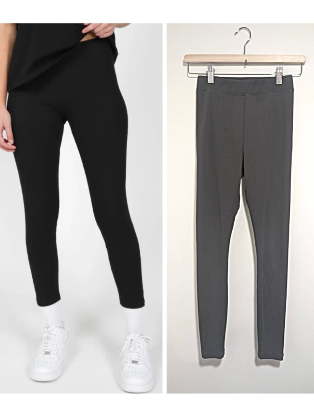 Brunette The Label | Ribbed High Rise Leggings In Charcoal
